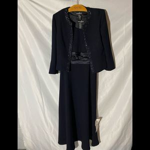 Positive Attitude formal long dress suit navy blue color/ jacket w/ sequ…